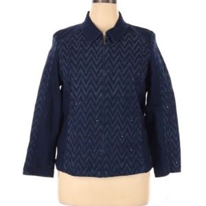 5/$25 Alfred Dunner Denim Jean Jacket Chevron 6 P